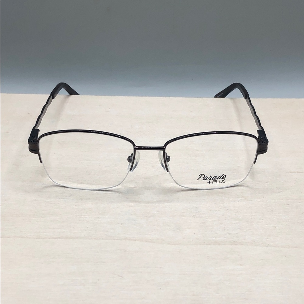 Parade Plus Eyewear 2038 Brown Metal Half Rim Square Frame
